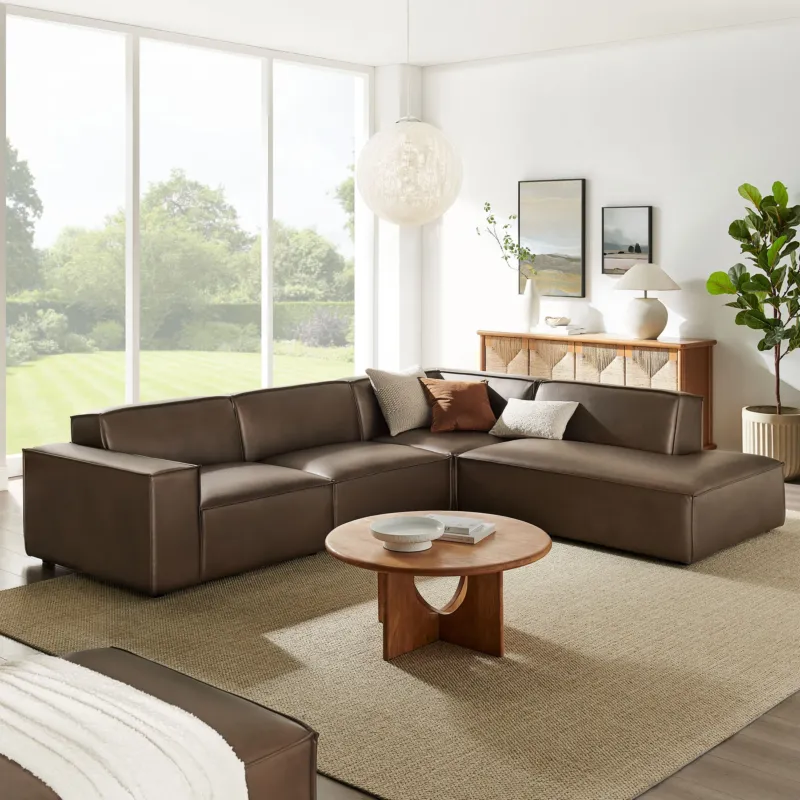 Restore 4-Piece Vegan Leather Modular L-Shaped Sofa by Modway