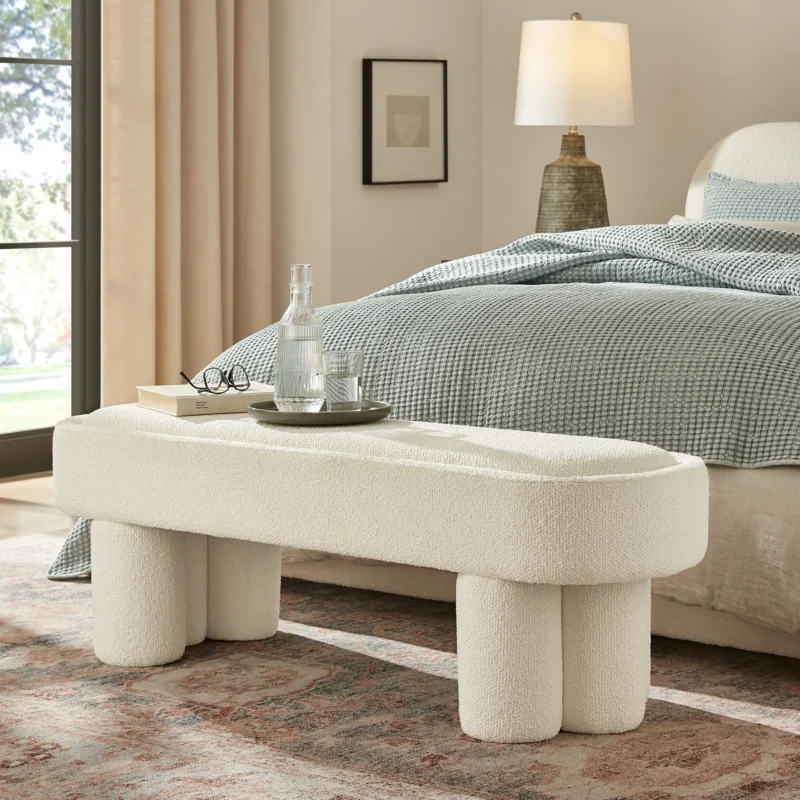 Mossi 52-Inch Oval Boucle Fabric Bench by Modway