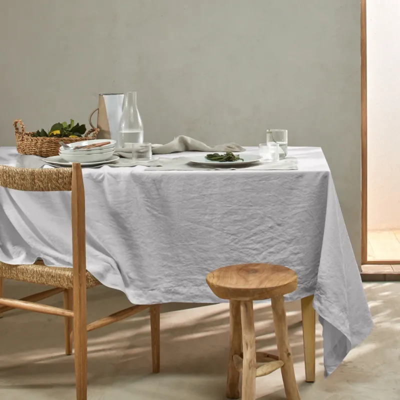 Nappe basique rectangulaire sur mesure en lin lavé gris clair