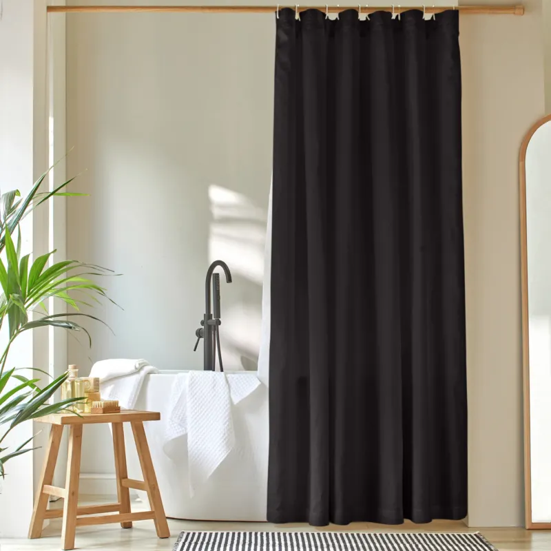 Rideau de douche simple en lin Encre-Noire