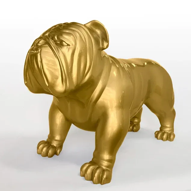 Fiberglass UV Bulldog Large Outdoor Sculpture, Gold By Gold Leaf Design Group | Animals & Pets | Modishstore