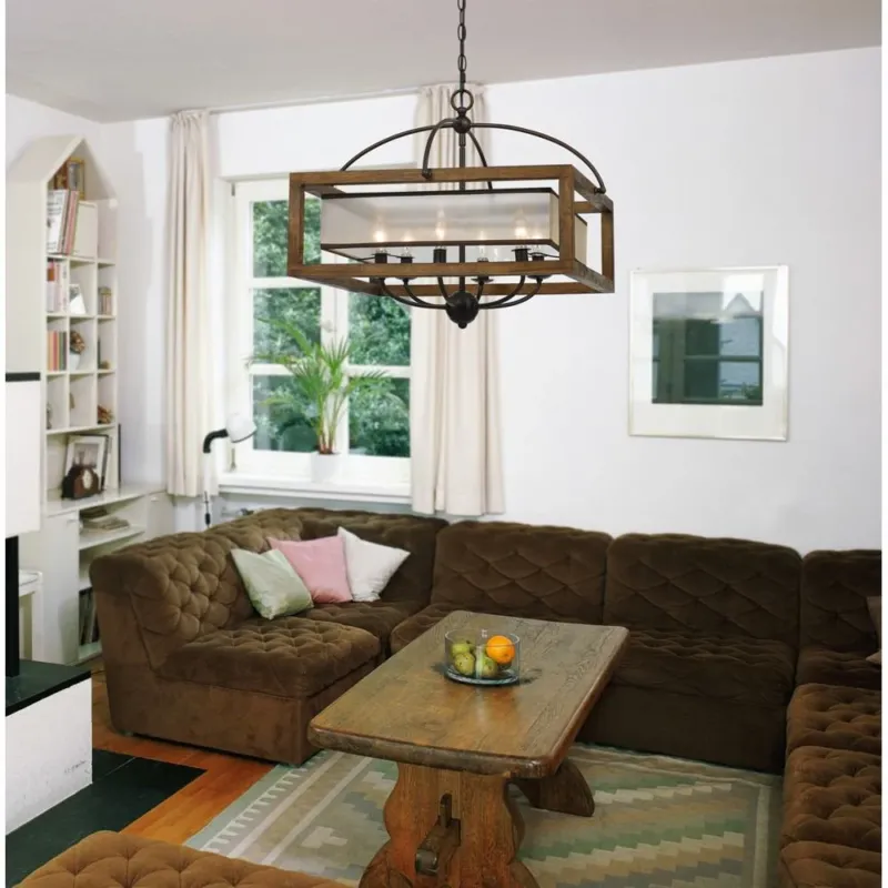 Cal Lighting FX-3536/6 60W X 6 Square Chandelier | Modishstore | Chandeliers