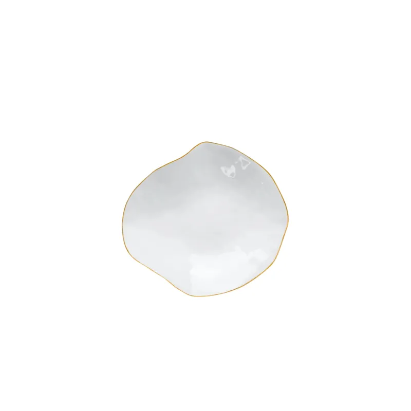Handmade Limoges porcelain golden rim small plate