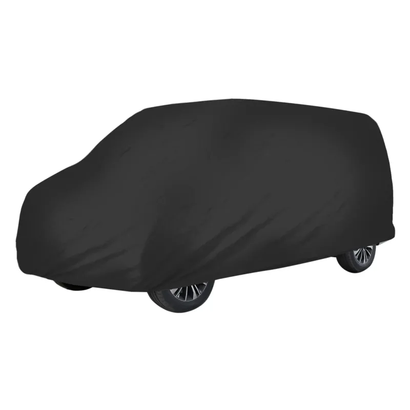 Schwarze Abdeckung über einem Fahrzeug, das nicht sichtbar ist.
