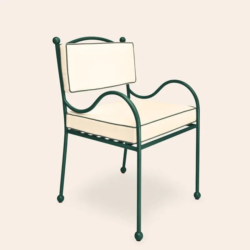 Panarea Armchair in Isola, Cream & Green Upholstery