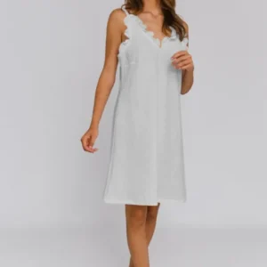 Chemise de nuit « Carla » en lin Gris Minéral #colour_gris-mineral
