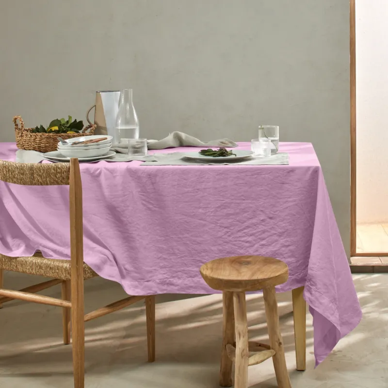 Nappe basique rectangulaire sur mesure en lin lilas