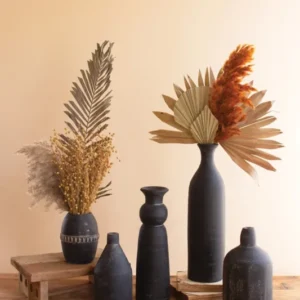 Set Of Five Modern Black Clay Vases | Vases | Modishstore