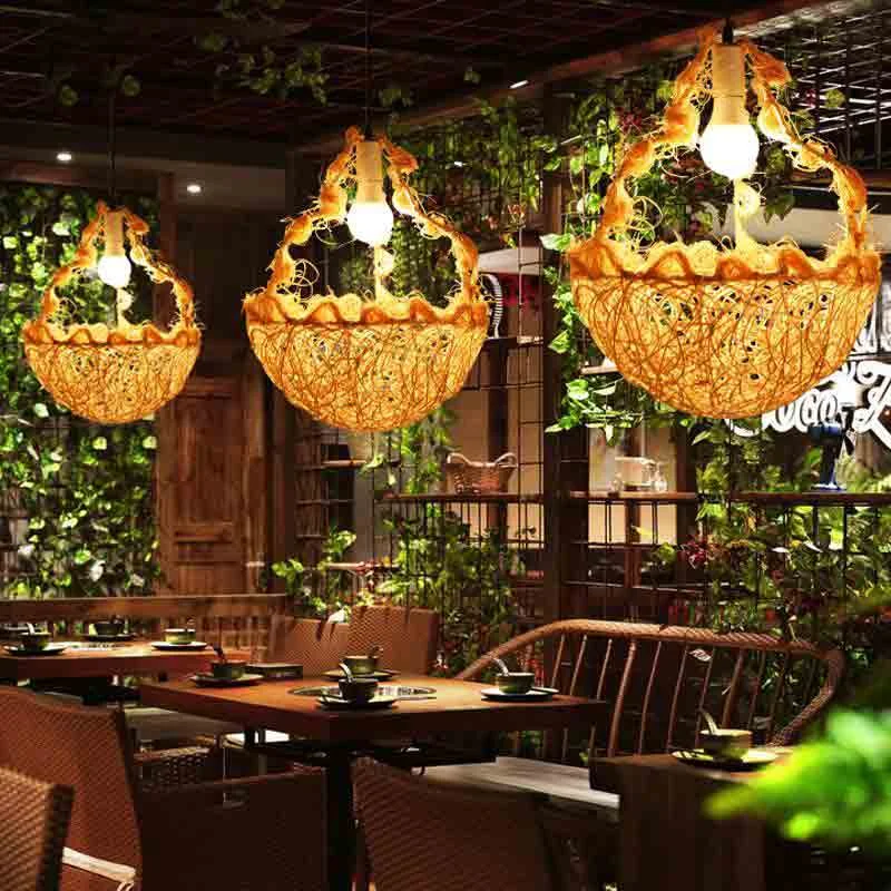 Wicker Rattan Flower Basket Shade Pendant Light By Artisan Living | ModishStore | Pendant Lamps