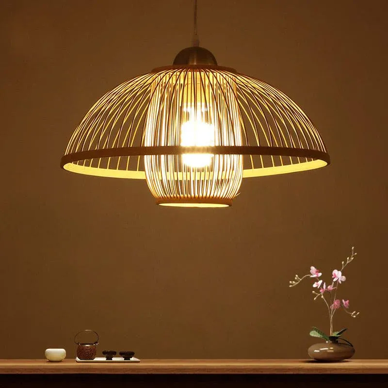 Bamboo Wicker Rattan Shade Flower Bud Pendant Light By Artisan Living | ModishStore | Pendant Lamps