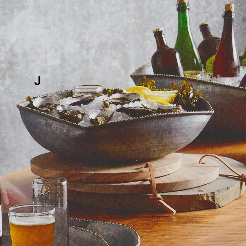 Roost Squarish Galvanized Beaded Bowls