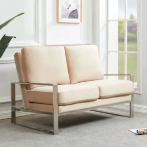 Leisuremod Jefferson Contemporary Modern Velvet Loveseat With Silver Frame | Loveseats | Modishstore