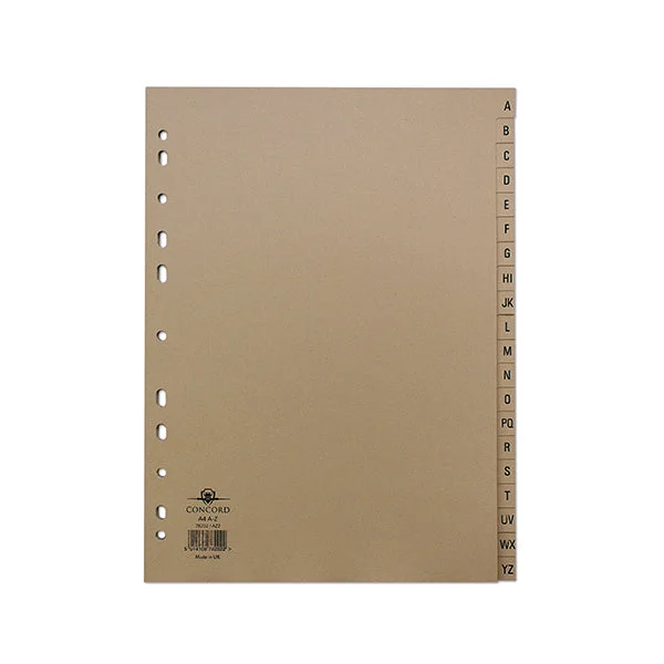 Concord Index A-Z 20-Part A4 Kraft Manilla Buff 78202/AZ2