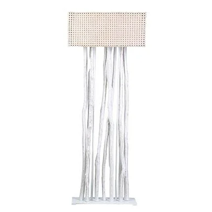Jungle Rattan Floor Lamp White With Rectangular Shade (2 boxes per piece) by Jefffan | Floor Lamps | Modishstore