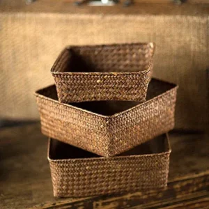Vagabond Vintage Hand Woven Rattan Trays - Set of 3 | Modishstore | Trays & Pedestals