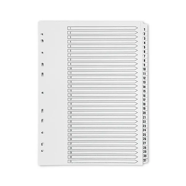 Q-Connect 1-31 Index Multi-punched Polypropylene White A4 KF01357