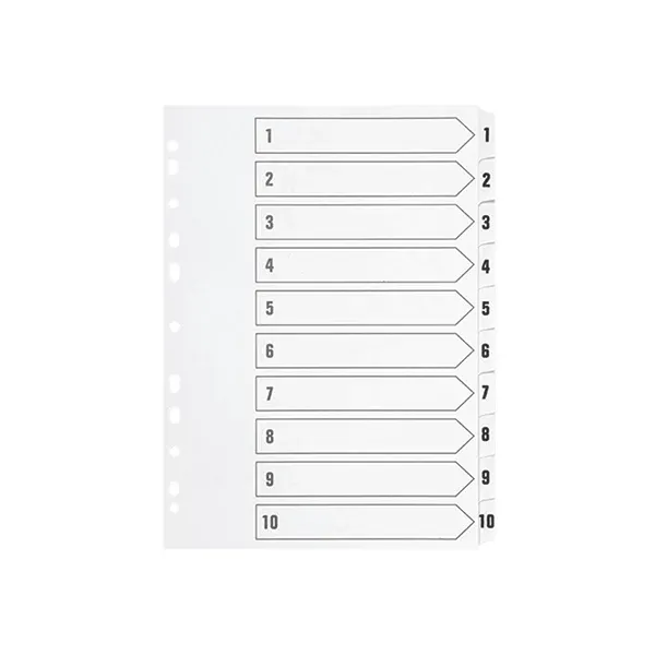 Q-Connect 1-10 Index Multi-Punched Reinforced Board Clear Tab A4 White KF01528