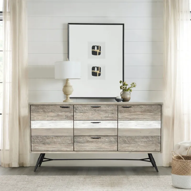 Bridges Sideboard Buffet Cabinet in Two Tone Acacia Wood By Armen Living | Sideboards | Modishstore