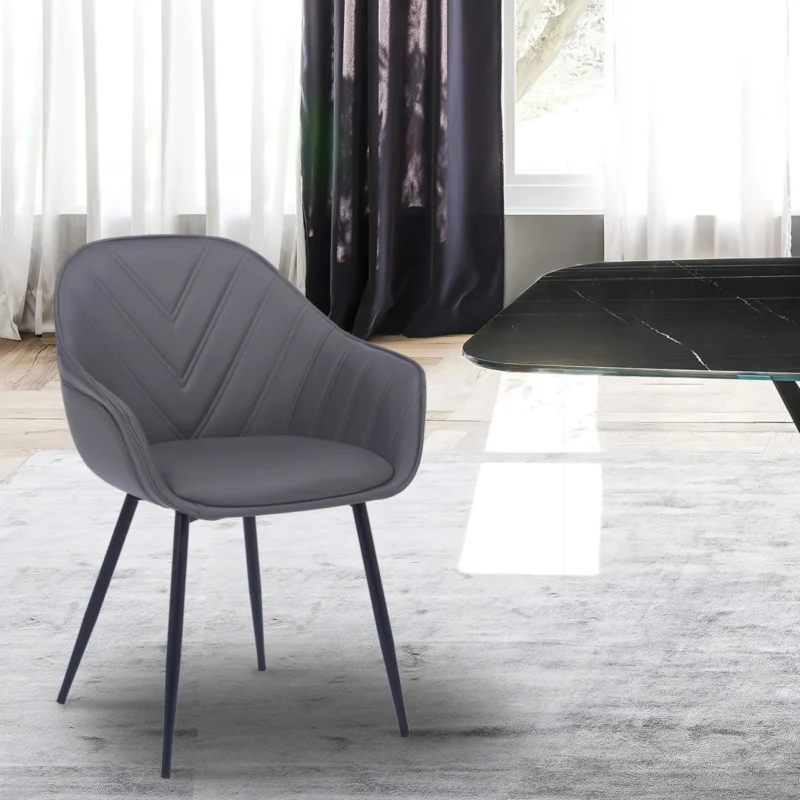 Clover Grey Faux Leather Dining Room Chair with Black Metal Legs By Armen Living | Side Chairs | Modishstore