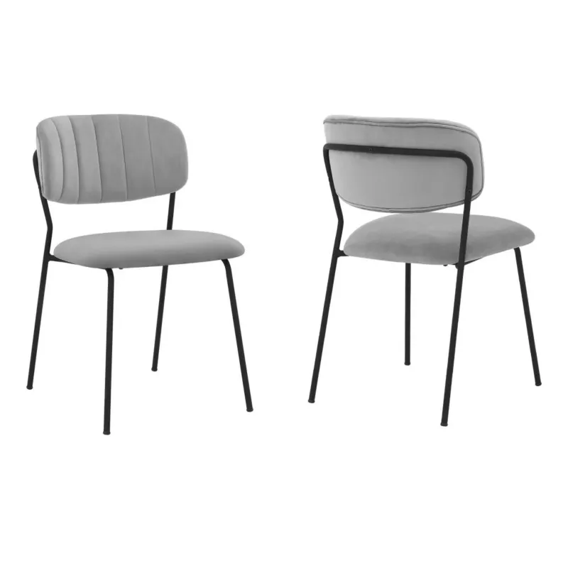 Carlo Gray Velvet and Metal Dining Room Chairs - Set of 2 By Armen Living | Dining Chairs | Modishstore