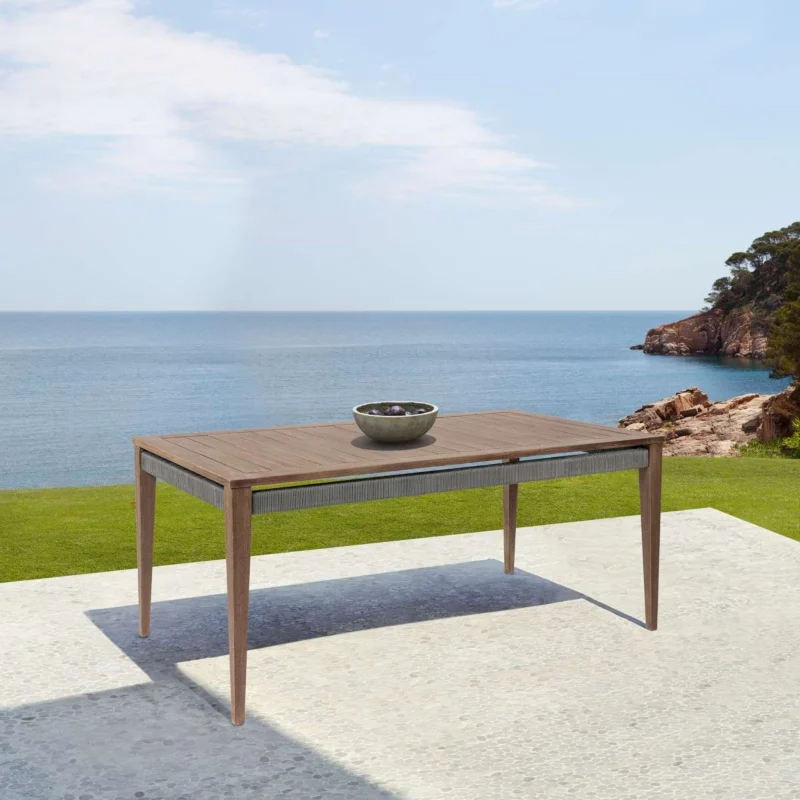 Orbit Outdoor Patio Dining Table in Weathered Eucalyptus Wood By Armen Living | Outdoor Tables | Modishstore
