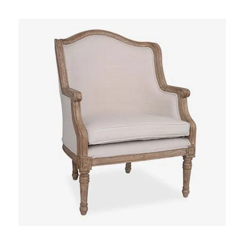 (LS) Lilly Mahogany Upholstered chair - Cream linen fabric by Jeffan | Accent Chairs | Modishstore