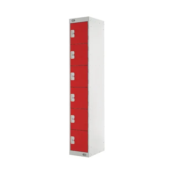 Six Compartment Locker 300x450x1800mm Red Door MC00071