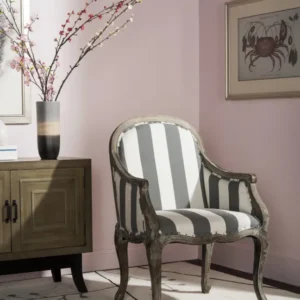 Safavieh Esther Arm Chair With Awning Stripes - Flat Black Nail Heads | Armchairs | Modishstore - 1