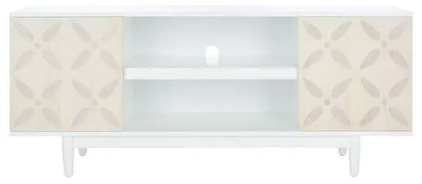 Safavieh Faye 3 Shelf Patterned Media Stand - White Washed | TV Stands | Modishstore