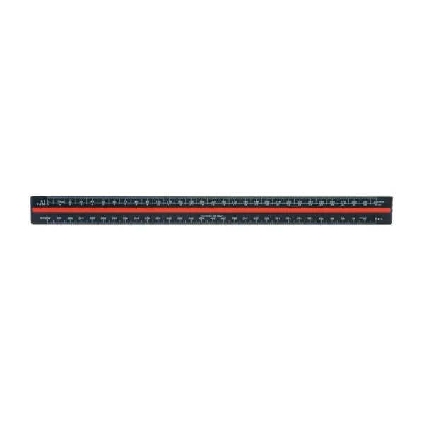 Linex Tri-Scale Ruler 30cm Aluminium Black H382