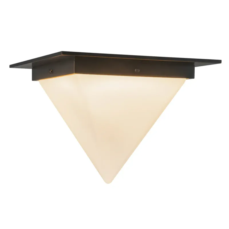 Mineral 11" Triangular Flush Mount | Urban Bronze & Opal Glass