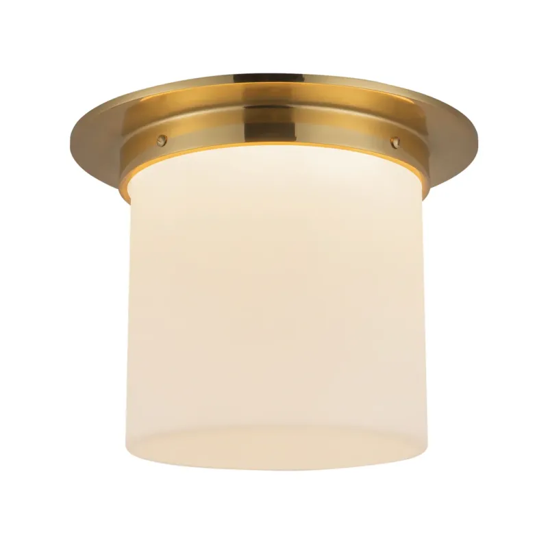 Mineral 11" Cylindrical Flush Mount | Patina Brass & Opal Glass
