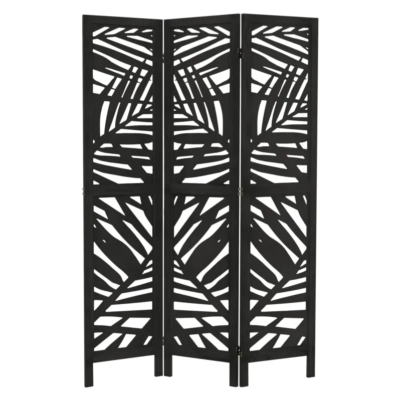 Raumteiler aus Paulowniaholz mit einem modernen, geschwungenen Design.
