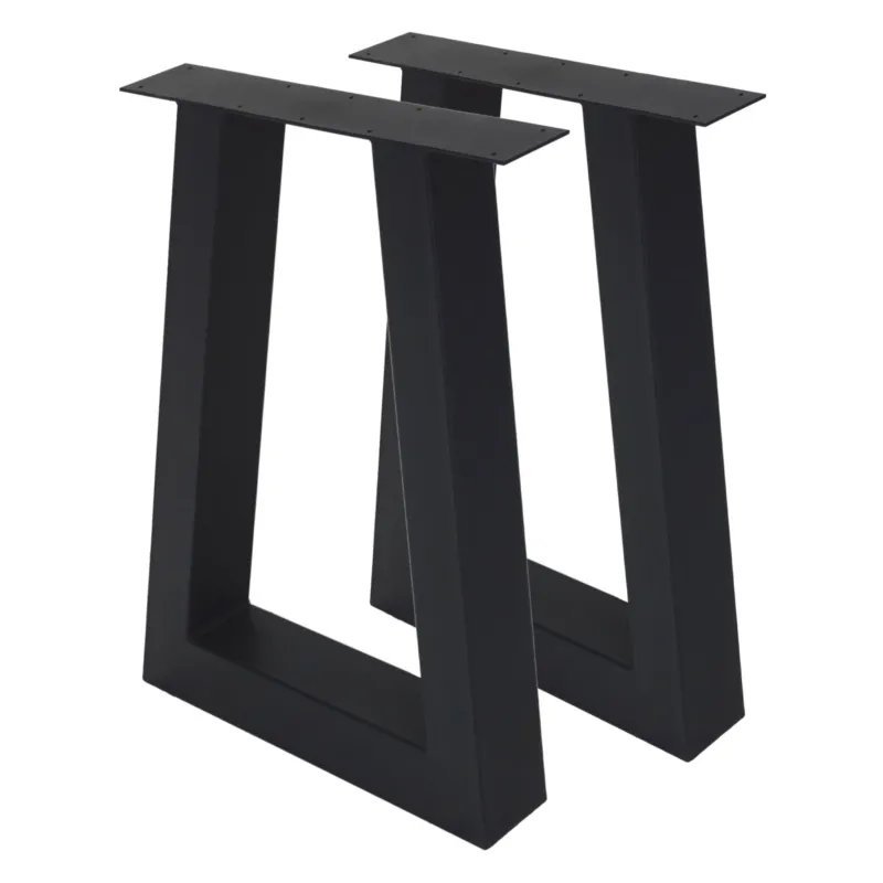 Zwei schwarze Tischbeine in rechteckiger Form.