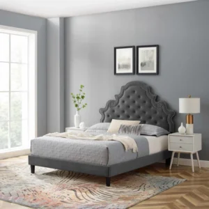Modway Gwyneth Tufted Performance Velvet Queen Platform Bed - MOD-6753 | Beds | Modishstore - 1