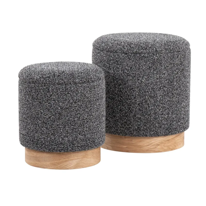 Marla Nesting Ottoman Set Black By LumiSource | Ottomans | Modishstore