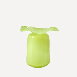 Marla Primrose Medium Handmade Glass Ruffle Bud Vase – Green