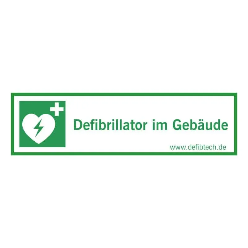 Aufkleber Defibrillator im Gebäude - Sicherheitsschild mit Piktogramm von Defibtech - Med-Praxisbedarf