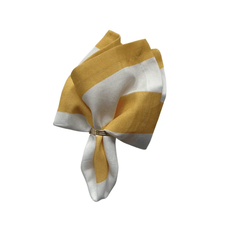 Yellow Wide Striped Linen Napkin