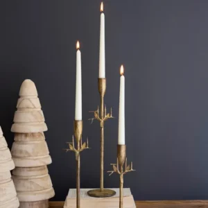 Forged Iron Deer Taper Holders - Antique Gold Set Of 3 By Kalalou | Candle Holders | Modishstore