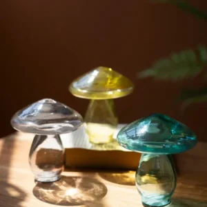 Set Of Three Glass Mushrooms - One Each Color (Min 2) By Kalalou | Ornaments | Modishstore