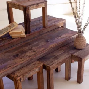 Recycled Wood Benches Set Of 6 By Kalalou | Benches | Modishstore