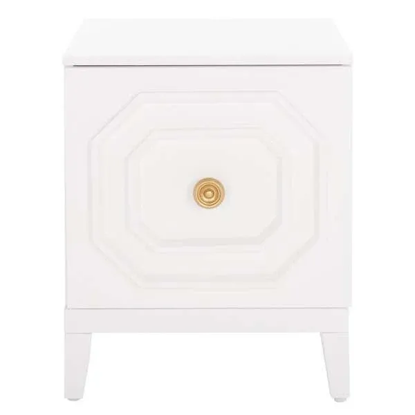 Safavieh Riya 1 Door Nightstand - White | Nightstands | Modishstore