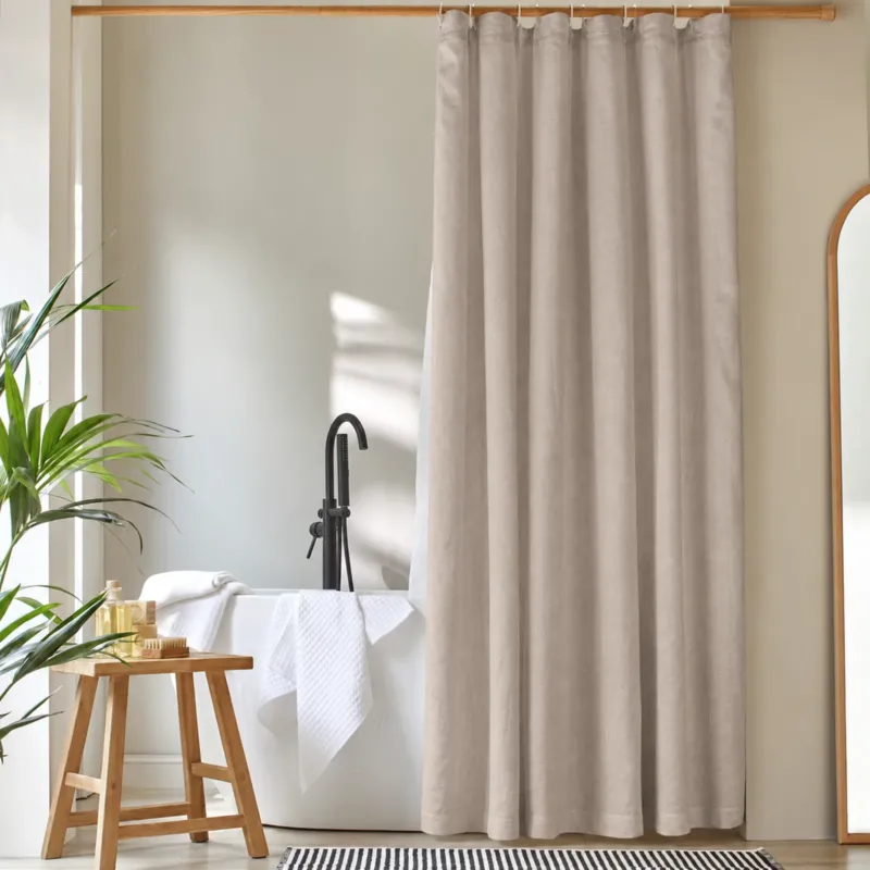 Rideau de douche simple en lin Naturel