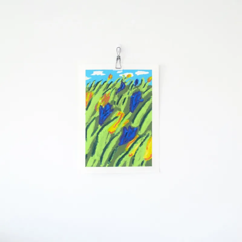 Wind Through Field Original Oil Pastel Artwork
