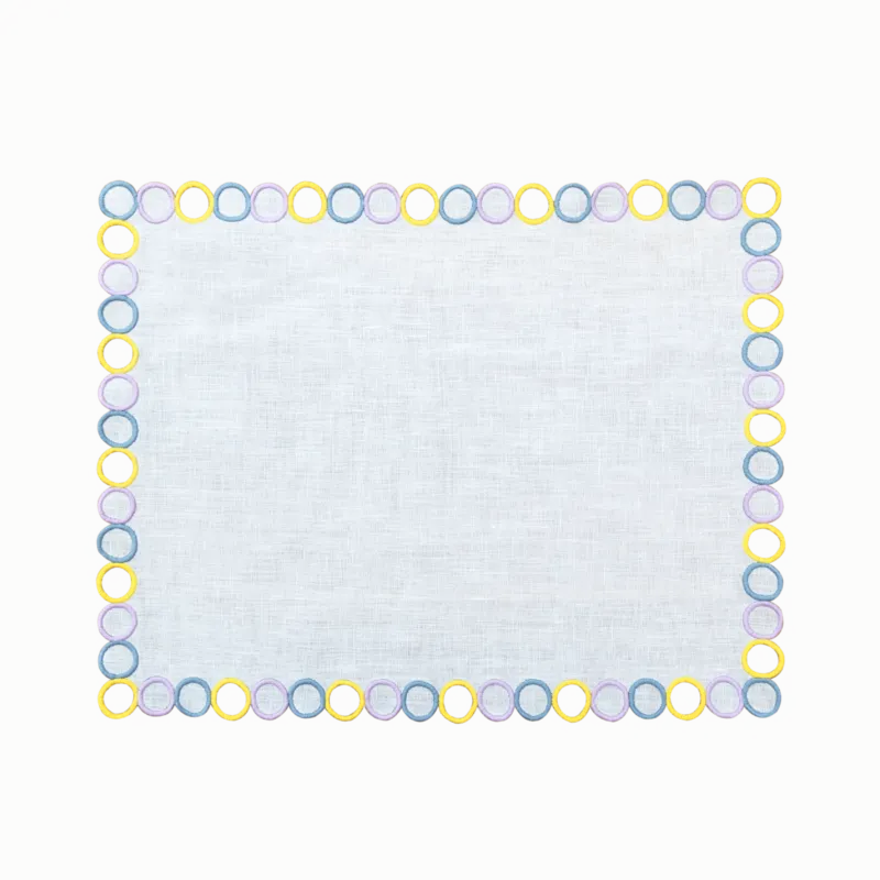 Hand Embroidered Circular Elegance Placemats 14" × 18" (Set of 4)