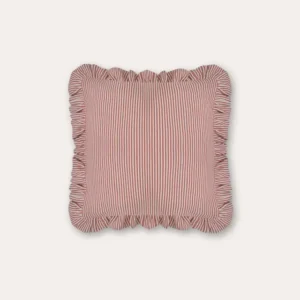 The Fine Stripe Square Cushion in Crabapple