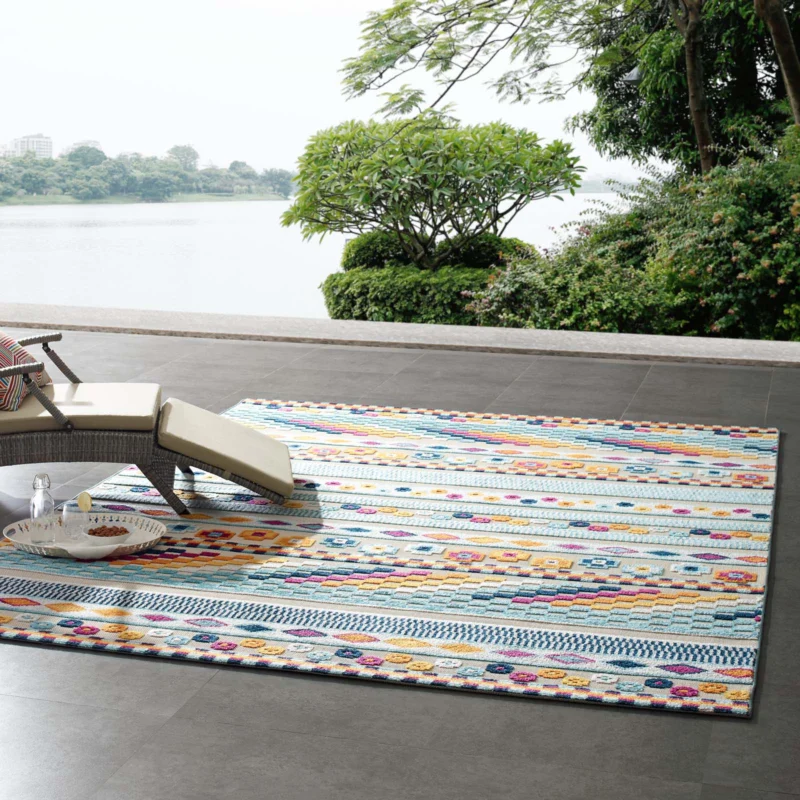 Modway Reflect Cadhla Vintage Abstract Geometric Lattice 8x10 Indoor and Outdoor Area Rug Multicolored - R-1182-810 | Rugs | Modishstore - 1