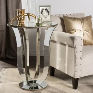 Baxton Studio Kylie Modern and Contemporary Hollywood Regency Glamour Style Mirrored Accent Side Table | Modishstore | Side Tables