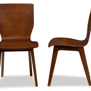 Baxton Studio Elsa Mid-century Modern Scandinavian Style Dark Walnut Bent Wood Dining Chair (Set of 2) | Modishstore | Dining Chairs